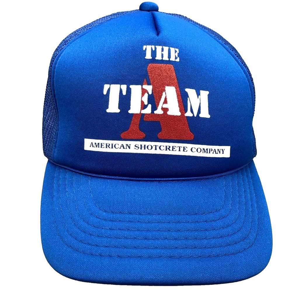 Vintage A Team Trucker Hat Cap Snap Back Blue Mesh Foam Dad Y2K 90s American